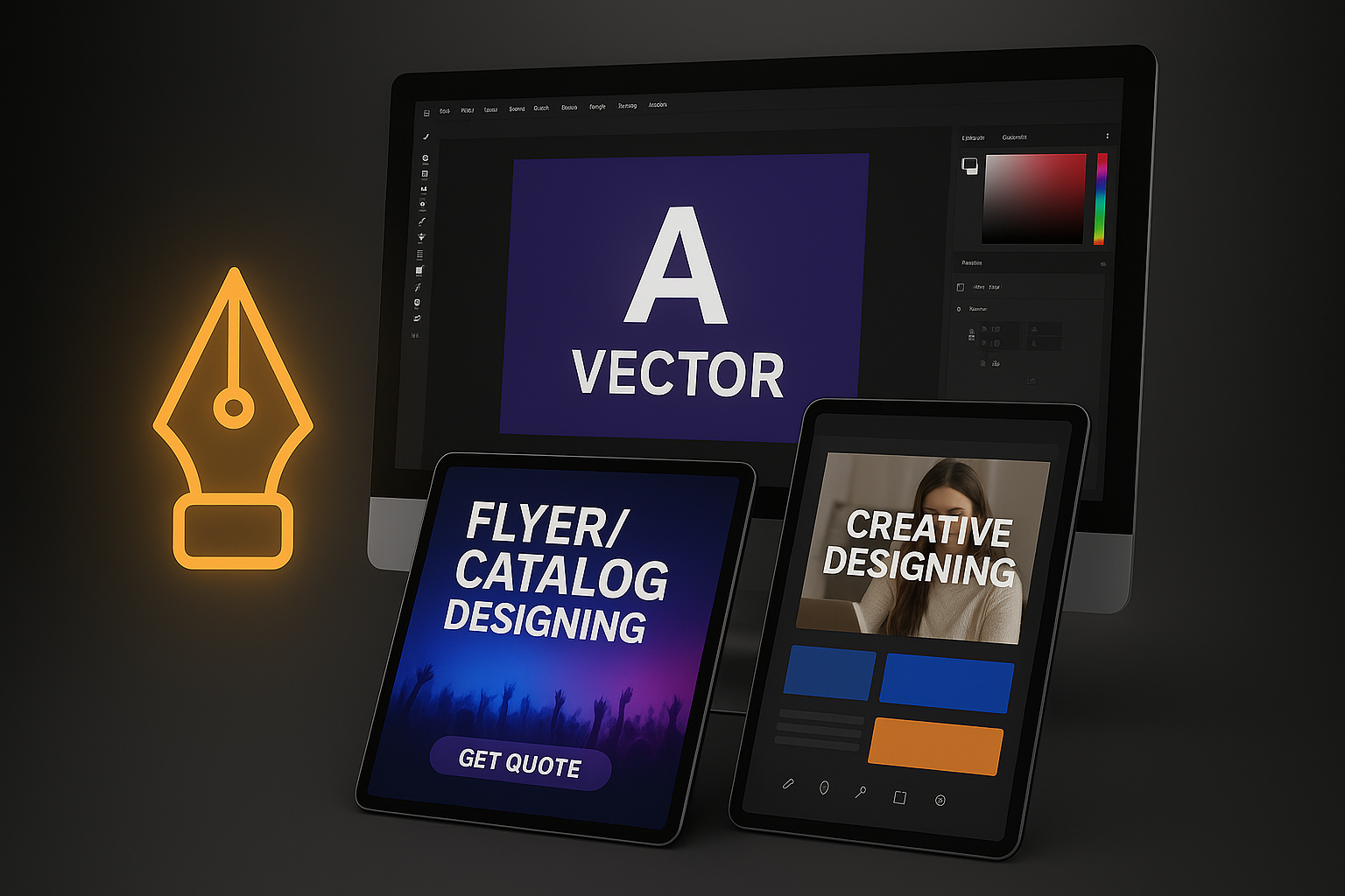 Professional designer working on promotional product designs